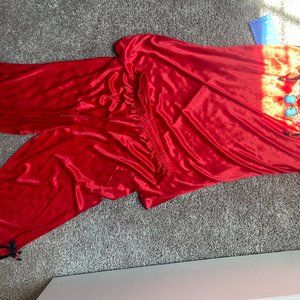 Red Satin Pajama Set